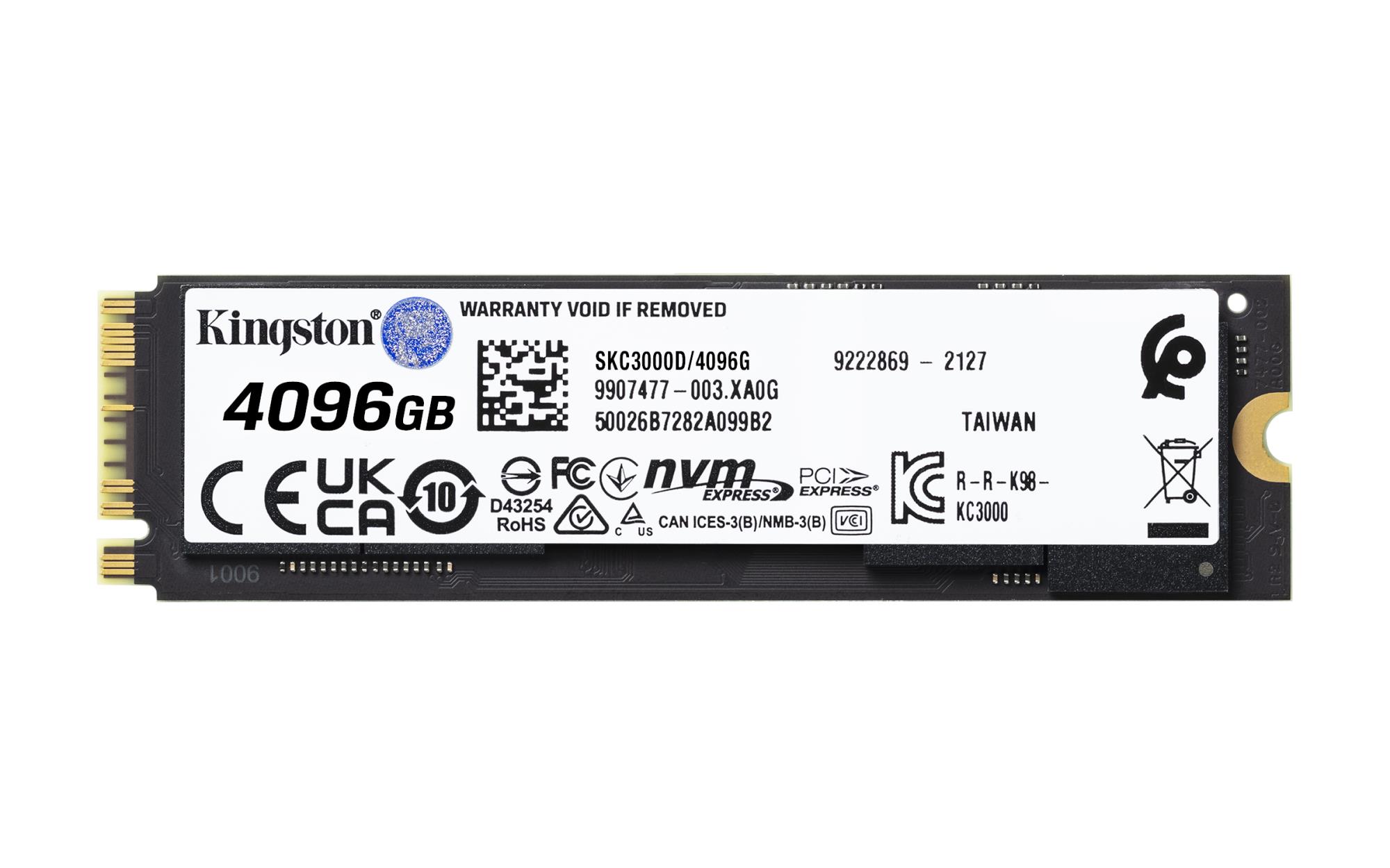 SSD|KINGSTON|KC3000|4TB|M.2|PCIE|NVMe|3D TLC|Write speed 7000 MBytes/sec...