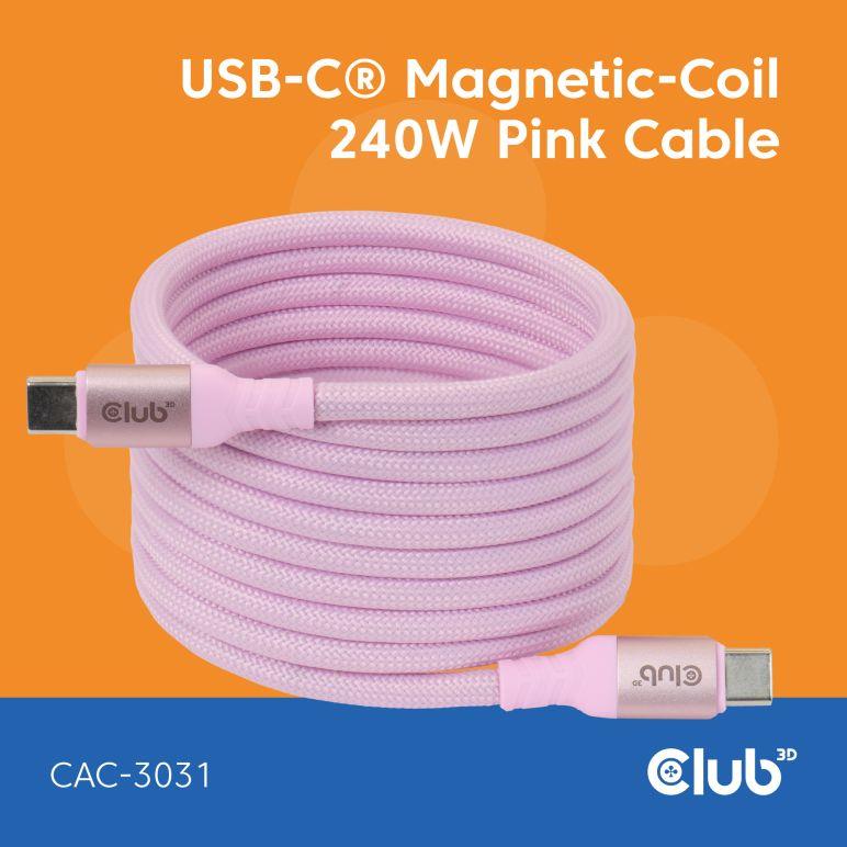 KAABEL USB-C TO USB-C 2M/MAGNETIC PINK CAC-3031 CLUB3D