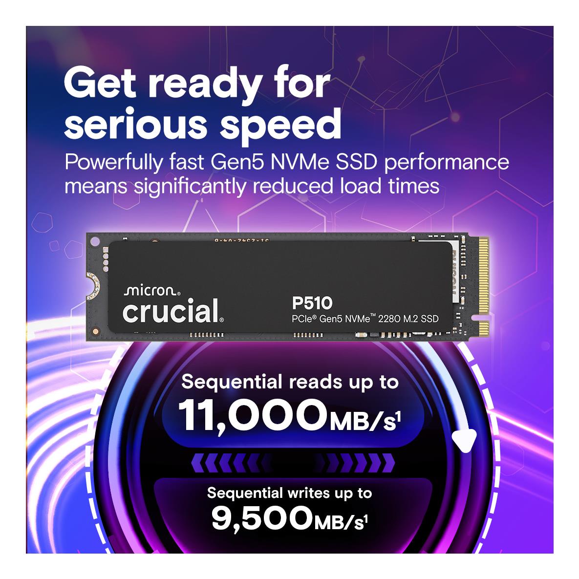 SSD|CRUCIAL|P510|2TB|M.2|PCIe Gen5|NVMe|TLC|Write speed 8700 MBytes/sec|...