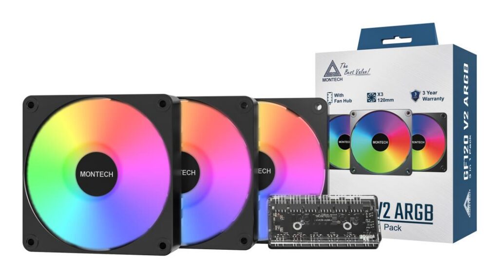 CASE FAN 120MM GF120 V2/ARGB PWM 3I1(B) MONTECH