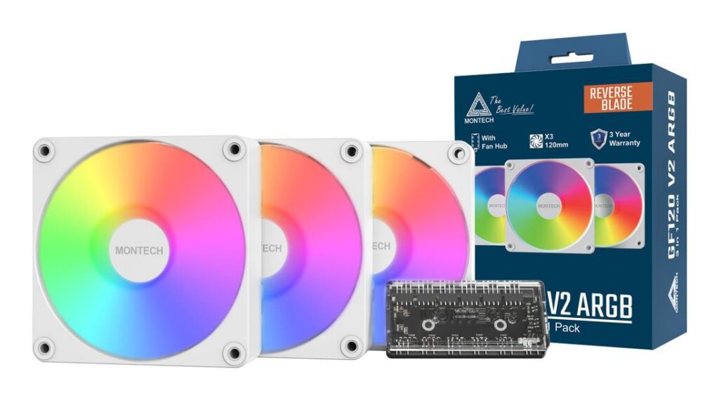 CASE FAN 120MM GF120R V2/ARGB PWM 3I1 (W) MONTECH