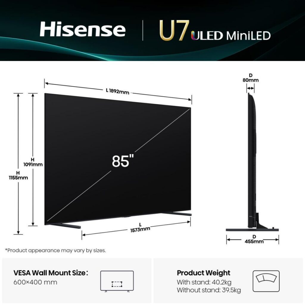 Televiisor|HISENSE|85 “|4K Ultra HD|3840 x 2160 pixels|Flat|16:9|U...