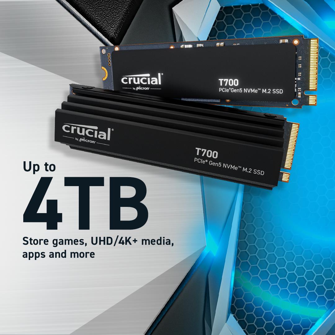 SSD|CRUCIAL|T700|4TB|M.2|PCIe Gen5|NVMe|TLC|Write speed 11800 MBytes/sec...