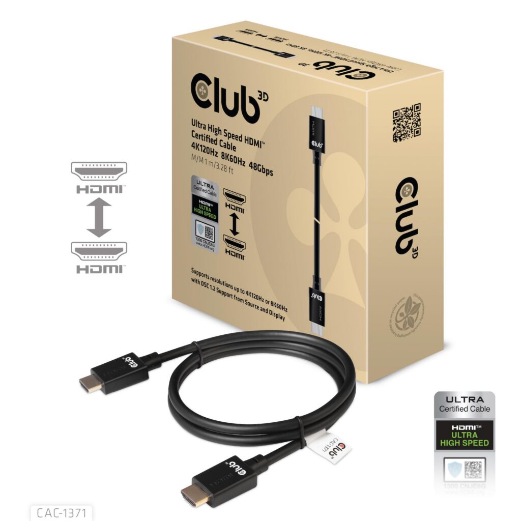 KAABEL HDMI TO HDMI 1M/M/M CAC-1371 CLUB3D