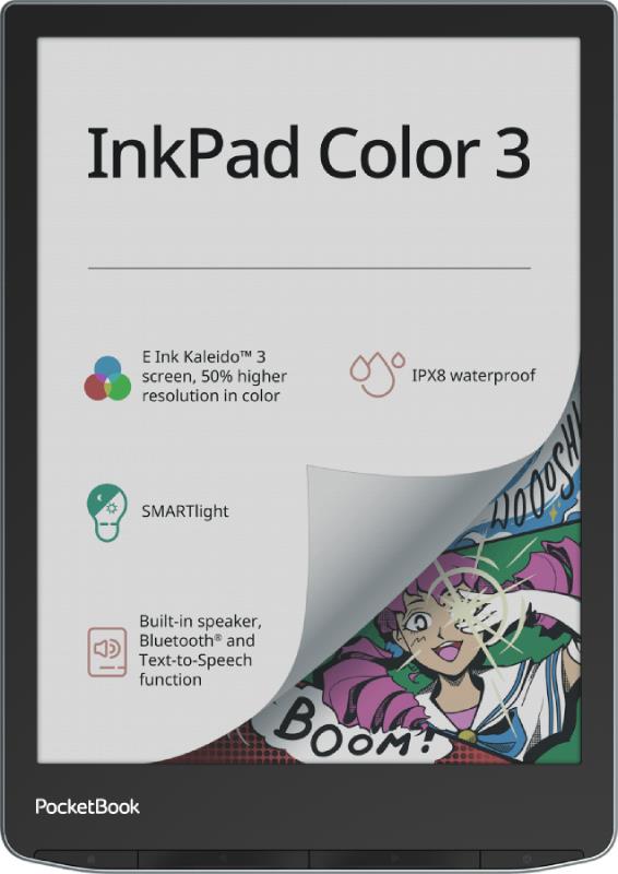 E-Reader|POCKETBOOK|InkPad Color 3|7.8″|1872×1404|1xUSB-C|Wireless LAN|Bluetooth|PB743K3-1-WW