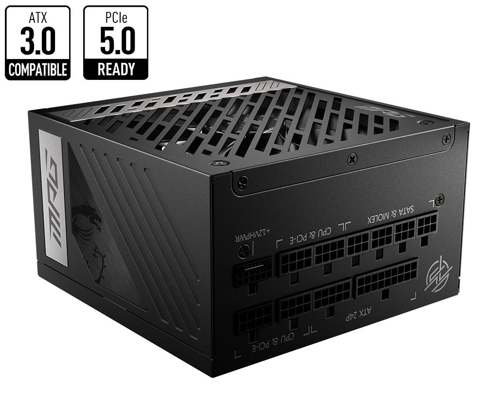 Toiteplokk|MSI|850 Watts|Efficiency 80 PLUS GOLD|PFC Active|MPGA850GPCIE5