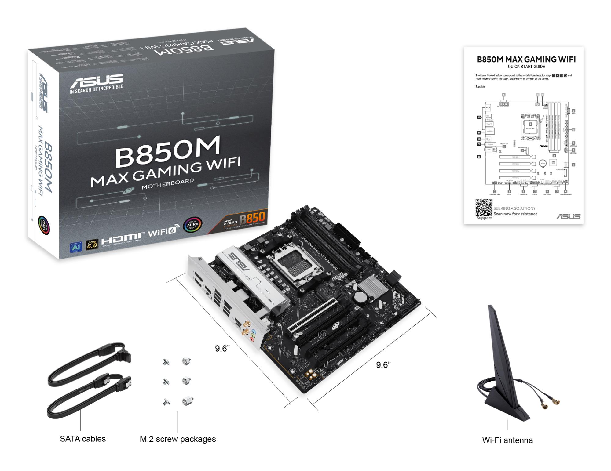 Emaplaat|ASUS|AMD B850|SAM5|Micro-ATX|Memory DDR5|Memory slots 4|3xPCI-&...
