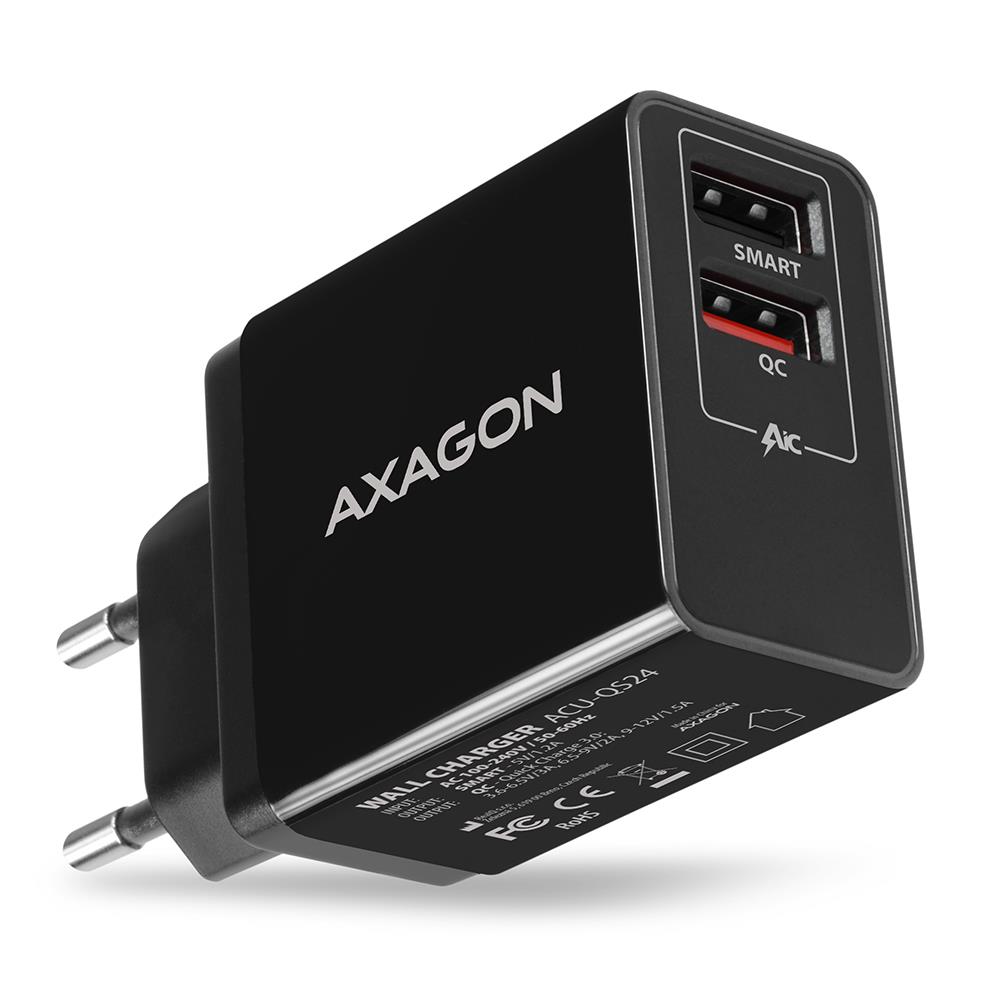 MOBILE CHARGER WALL USB 24W/2PORT ACU-QS24 AXAGON