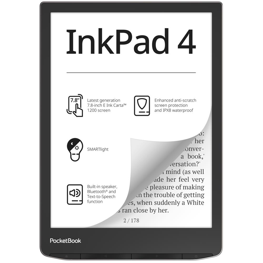E-Reader|POCKETBOOK|InkPad 4|7.8″|1872×1404|1xAudio-Out|1xUSB...