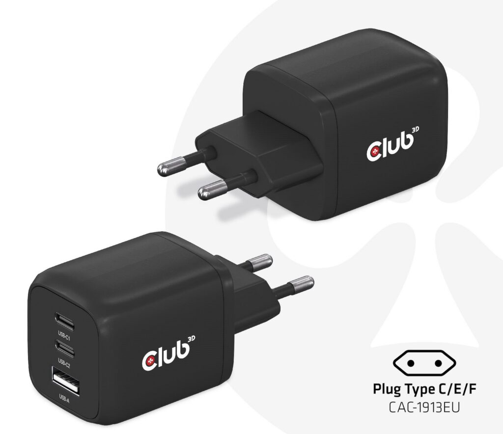 MOBILE CHARGER WALL 3PORT/GAN 65W CAC-1913EU CLUB3D