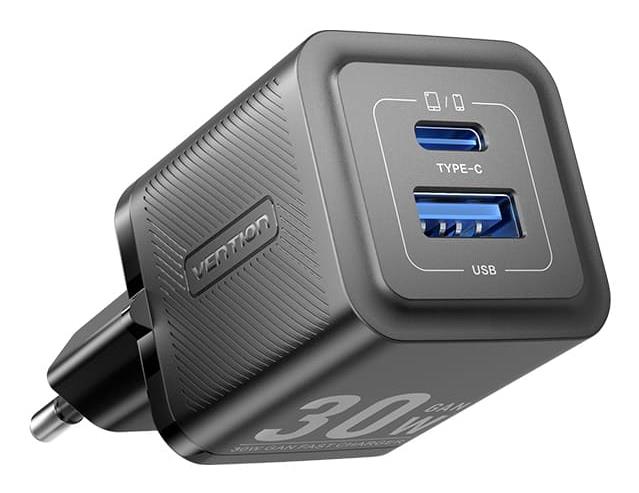 MOBILE CHARGER WALL 30W USB-C/2P BLACK FEQB0-EU VENTION