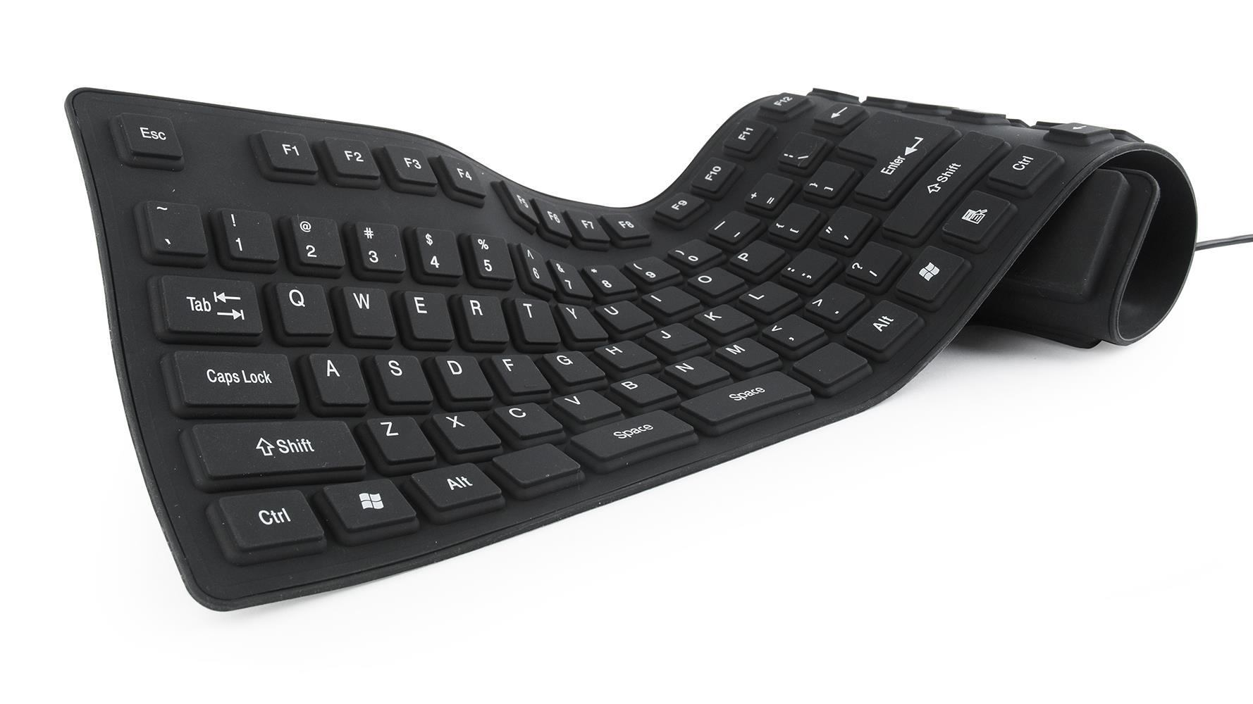 Klaviatuur FLEXIBLE USB ENG/BLACK KB-109F-B GEMBIRD