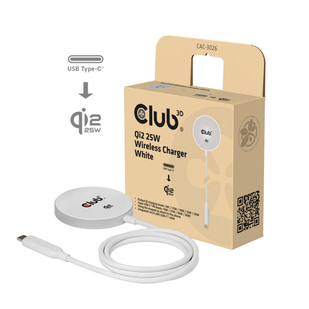 MOBILE CHARGER QI2 MAGSAFE/25W WH CAC-3026 CLUB3D