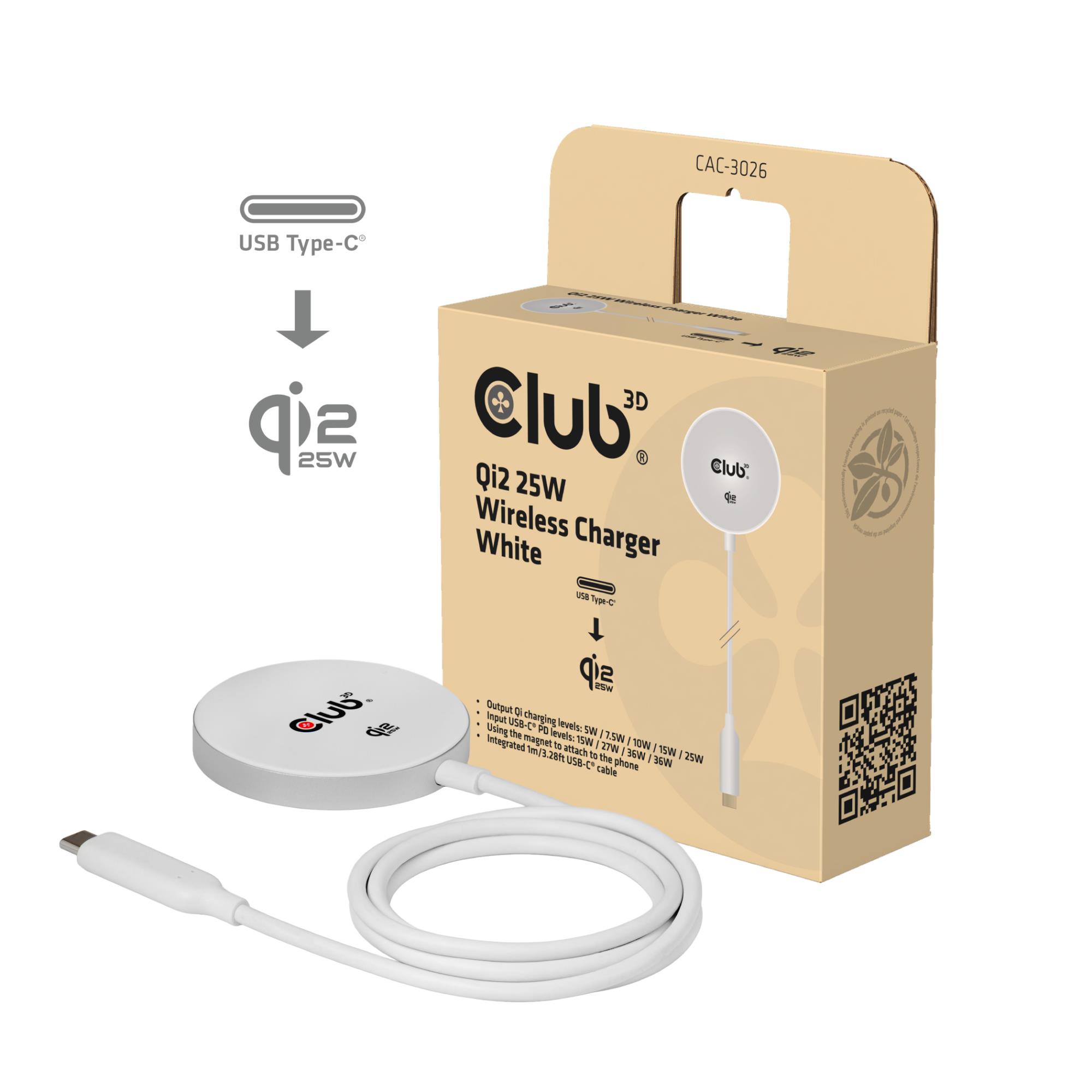 MOBILE CHARGER QI2 MAGSAFE/25W WH CAC-3026 CLUB3D