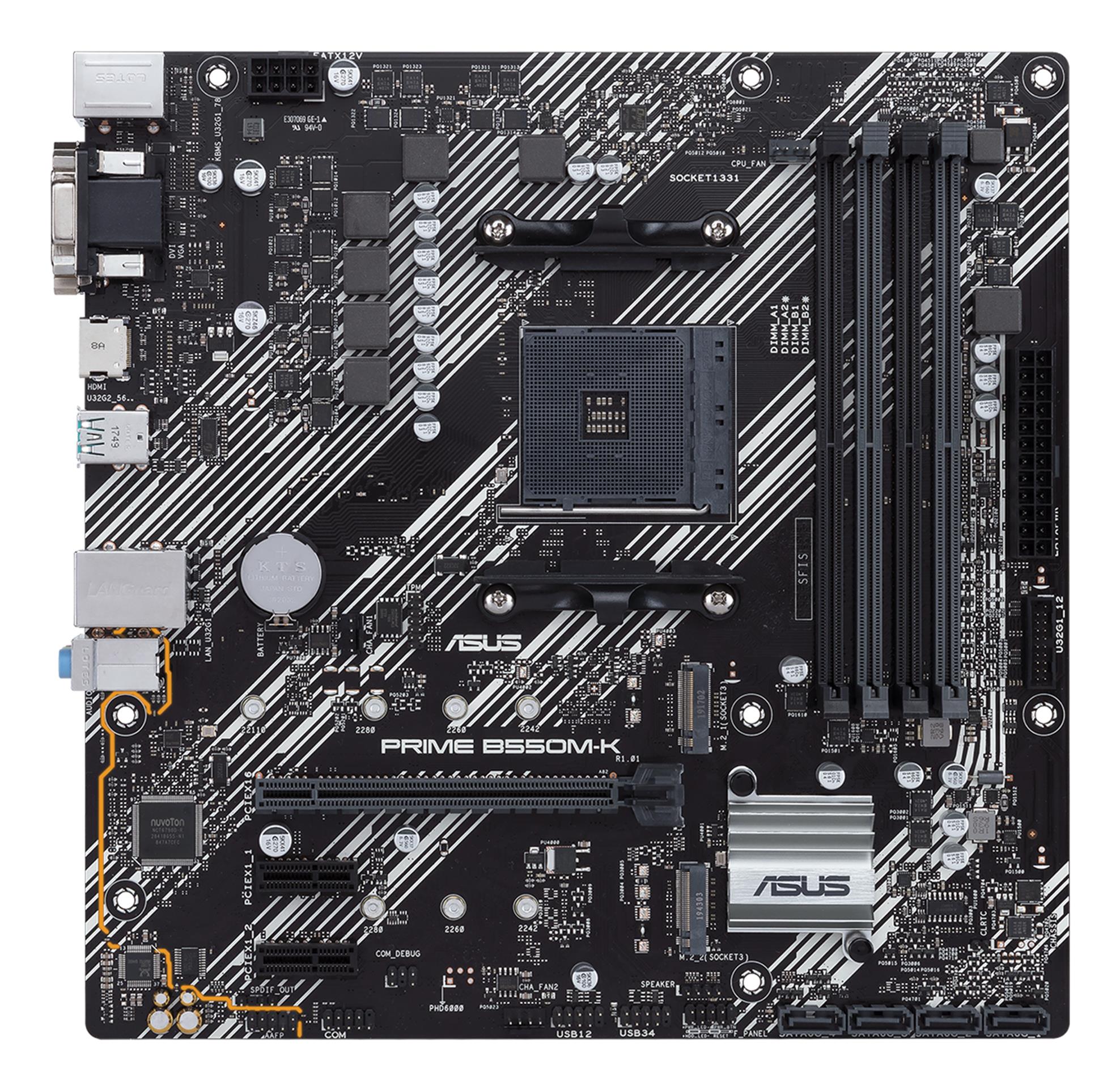 Emaplaat|ASUS|AMD B550|SAM4|MicroATX|2xPCI-Express 3.0 1x|2xM.2|1xPCI-E&...