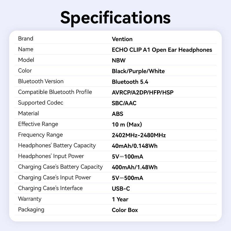 KÕRVAKLAPID WRL ECHO CLIP A11/BLACK NBWB0-PH VENTION