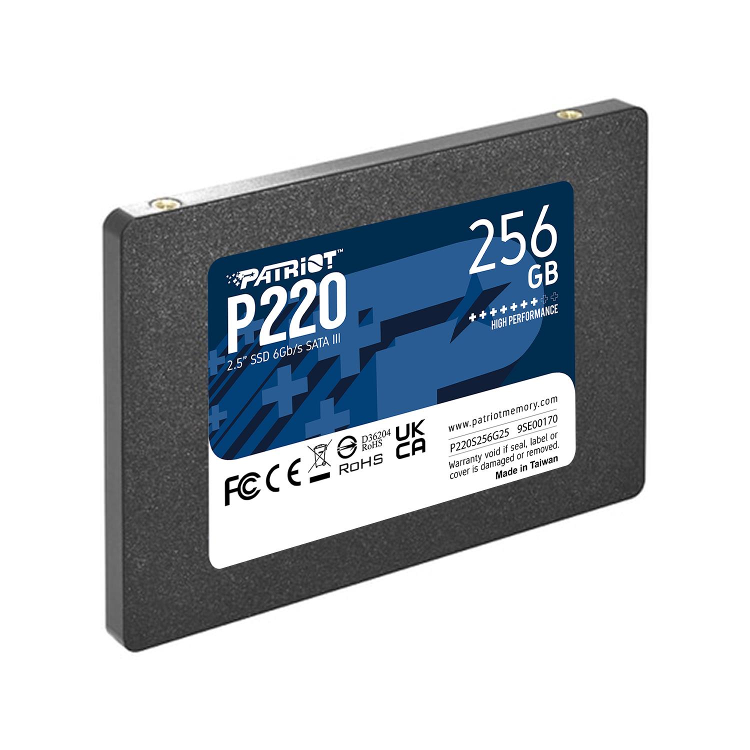 SSD|PATRIOT|P220|256GB|SATA|Write speed 490 MBytes/sec|Read speed 550 MB...